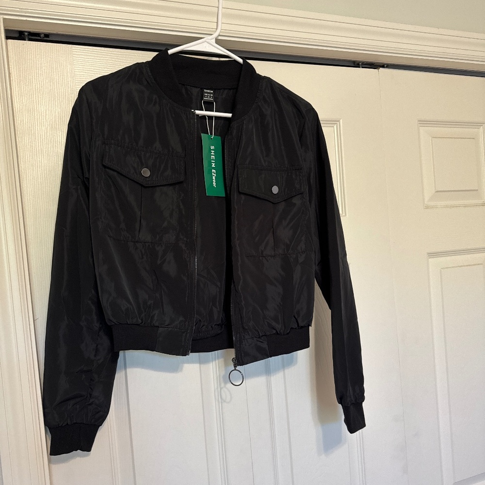 Zip up Bomber Jacket with Two Front Pockets